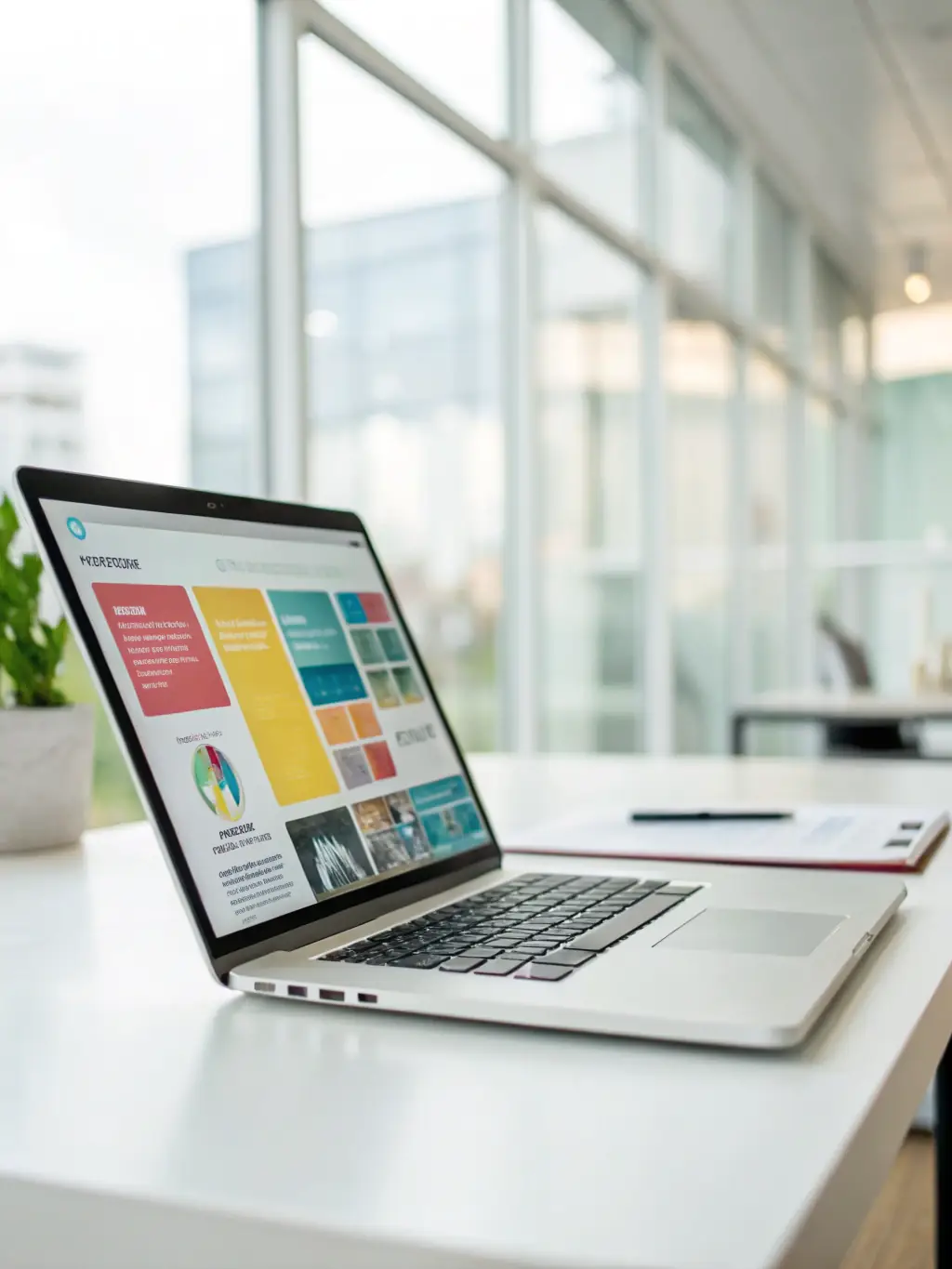 A modern laptop displaying a sleek, responsive website design on the screen, showcasing EGS Technical Solutions' web development capabilities.